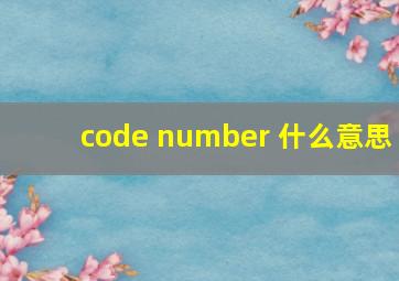 code number 什么意思